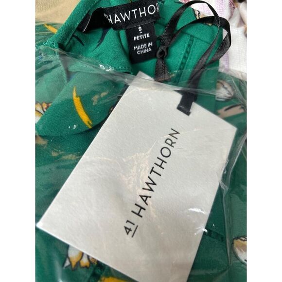 NWT 41 Hawthorn Stitch Fix Green Floral VNeck Ruffled Sleeveless Dress Sm cutout - Picture 6 of 6